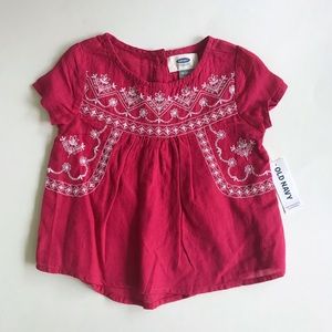NWT Old Navy Baby Girl Embroidered Shirt